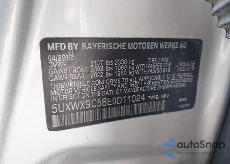 2014 BMW X3 xDrive28I from USA, damaged, VIN 5UXWX9C58E0D11024